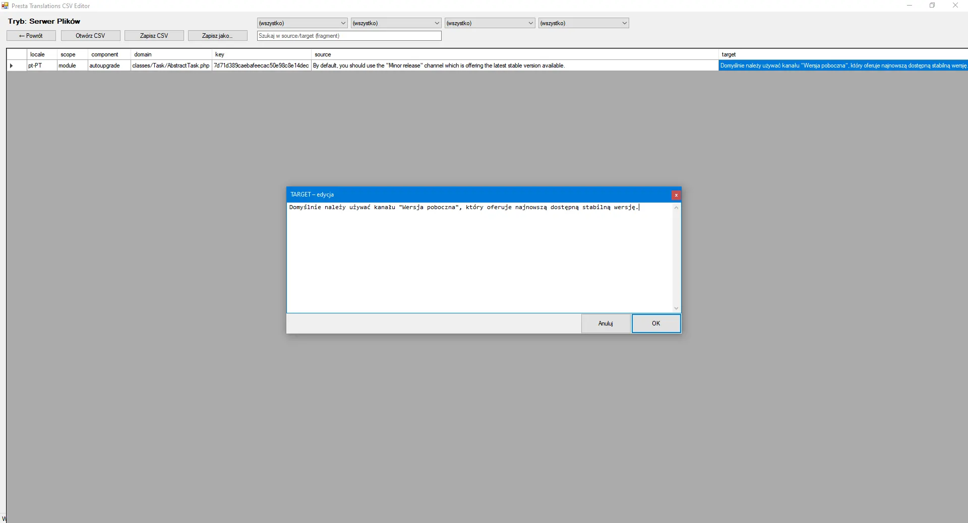 Wymagania systemowe aplikacji tłumaczeń PS 8.2 dla Windows